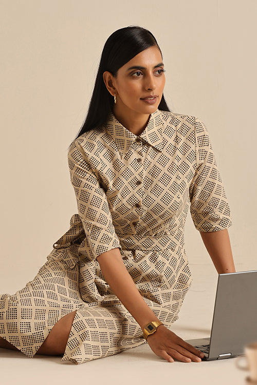 Okhai 'Witty' Pure Cotton Hand Block Printed Dress