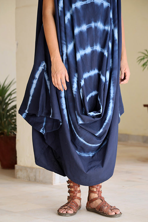 Okhai 'Stipple' Hand Embroidered Tie Dye Hand Block Printed Pure Cotton Dress