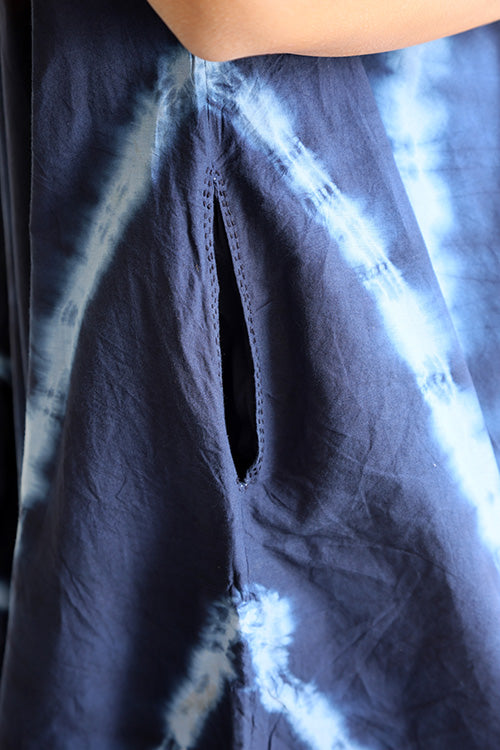 Okhai 'Stipple' Hand Embroidered Tie Dye Hand Block Printed Pure Cotton Dress