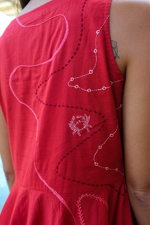Okhai 'Seaside' Pure Cotton Hand Embroidered Dress | Relove