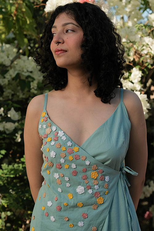 Okhai 'Butterfly' Hand Embroidered Cotton Wrap Dress| Rescue