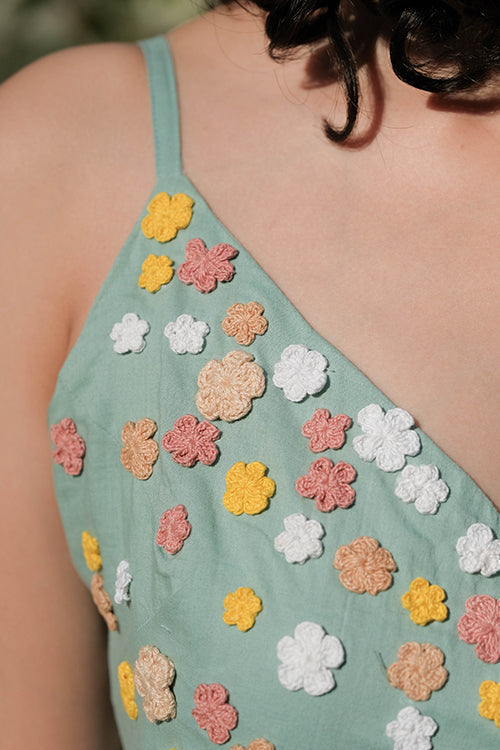 Okhai 'Butterfly' Hand Embroidered Cotton Wrap Dress| Rescue