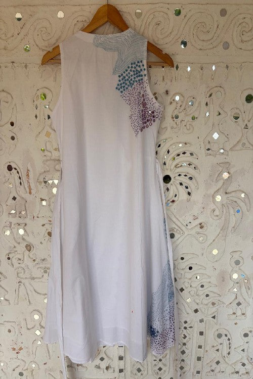 Okhai 'Bubble' Pure Cotton Hand Embroidered Mirror Work Wrap Dress | Rescue