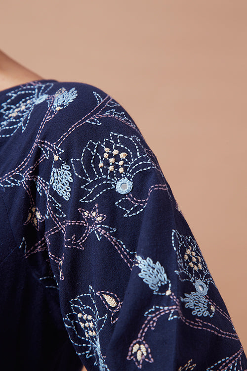 Okhai 'Joyous' Pure Cotton Hand Embroidered Mirror Work Dress