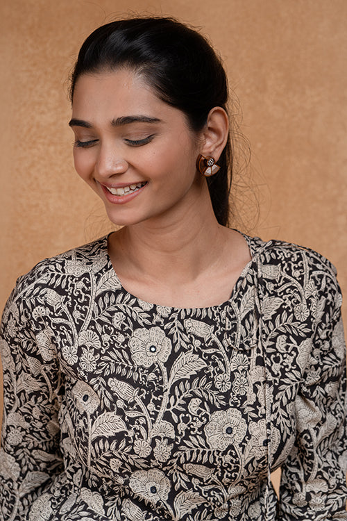 Masquerade Handblock Printed Pure Cotton Fit & Flare Dress For Women
