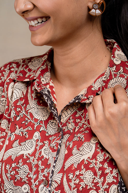 Jovial Handblock Printed Pure Cotton Antifit Shirt Dress For Women Online.