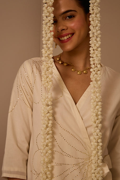 Okhai "Lumiere" Mukaish and Khaat Bharat work Wrap Dress