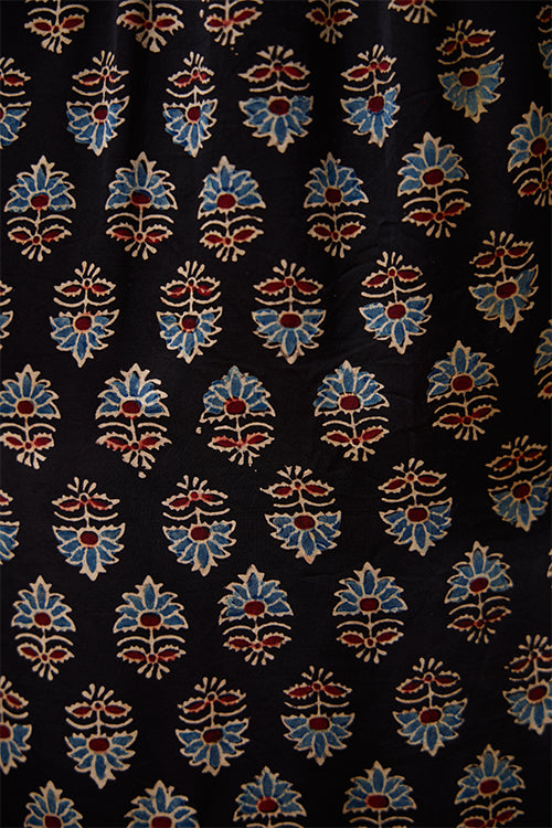 Okhai "Royal Topaz" Handblock Printed Modal Ajrakh V-neckline Dress