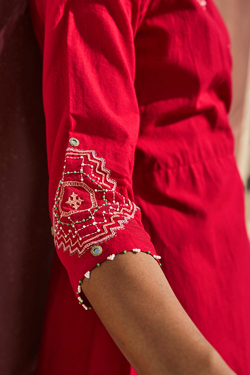 Okhai "Atapa" Hand Embroidered Mirror and Beadwork Pure Cotton Wrap Dress