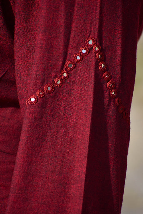 Okhai "Aafreen" Hand-Embroidered Mirrorwork Pure Cotton V-neckline Dress