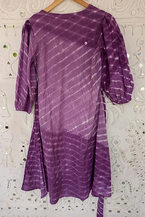 Okhai "Hawaiian Dreams" Tie-and-Dye Pure Cotton Purple Wrap dress| Rescue