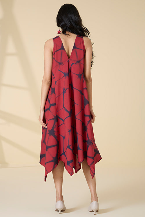 Okhai "Red Sangria" Tie-and-Dye Pure Cotton Sleeveless Dress| Rescue
