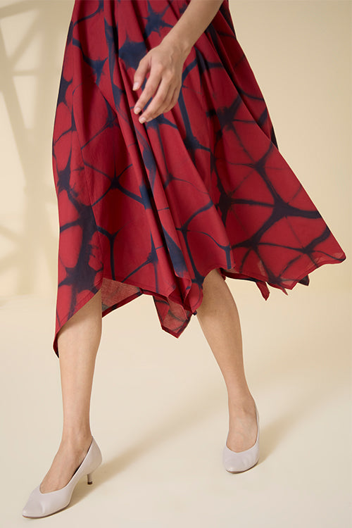 Okhai "Red Sangria" Tie-and-Dye Pure Cotton Sleeveless Dress| Rescue