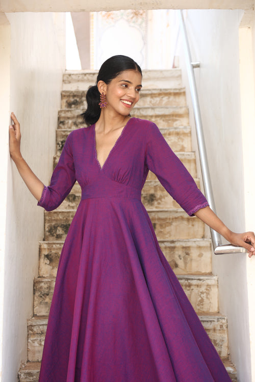 Okhai "Palatial" Hand-Embroidered Beadwork Pure Cotton Flared Dress