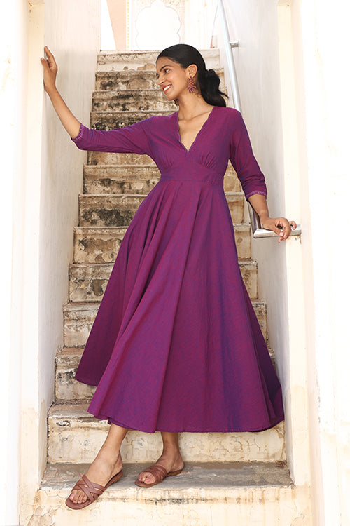 Okhai "Palatial" Hand-Embroidered Beadwork Pure Cotton Flared Dress