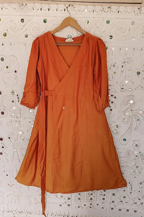 Okhai "Saffron Echo" Silk Blend Wrap Dress| Rescue