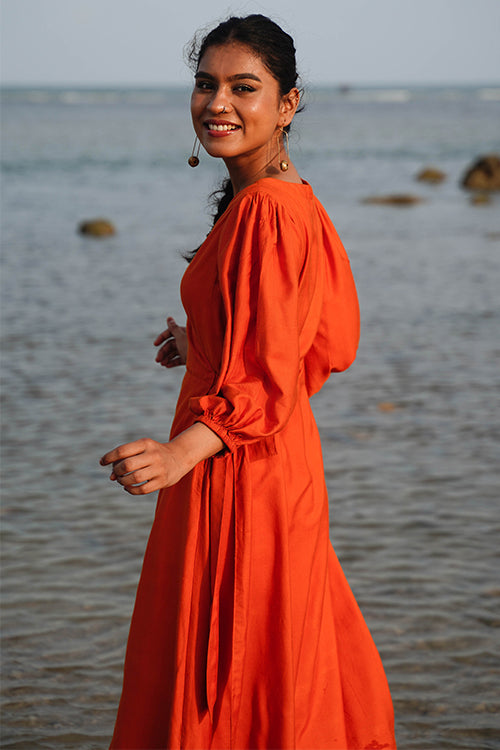 Okhai "Saffron Echo" Silk Blend Wrap Dress| Rescue