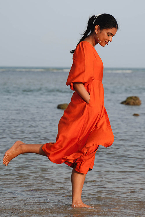 Okhai "Saffron Echo" Silk Blend Wrap Dress| Rescue