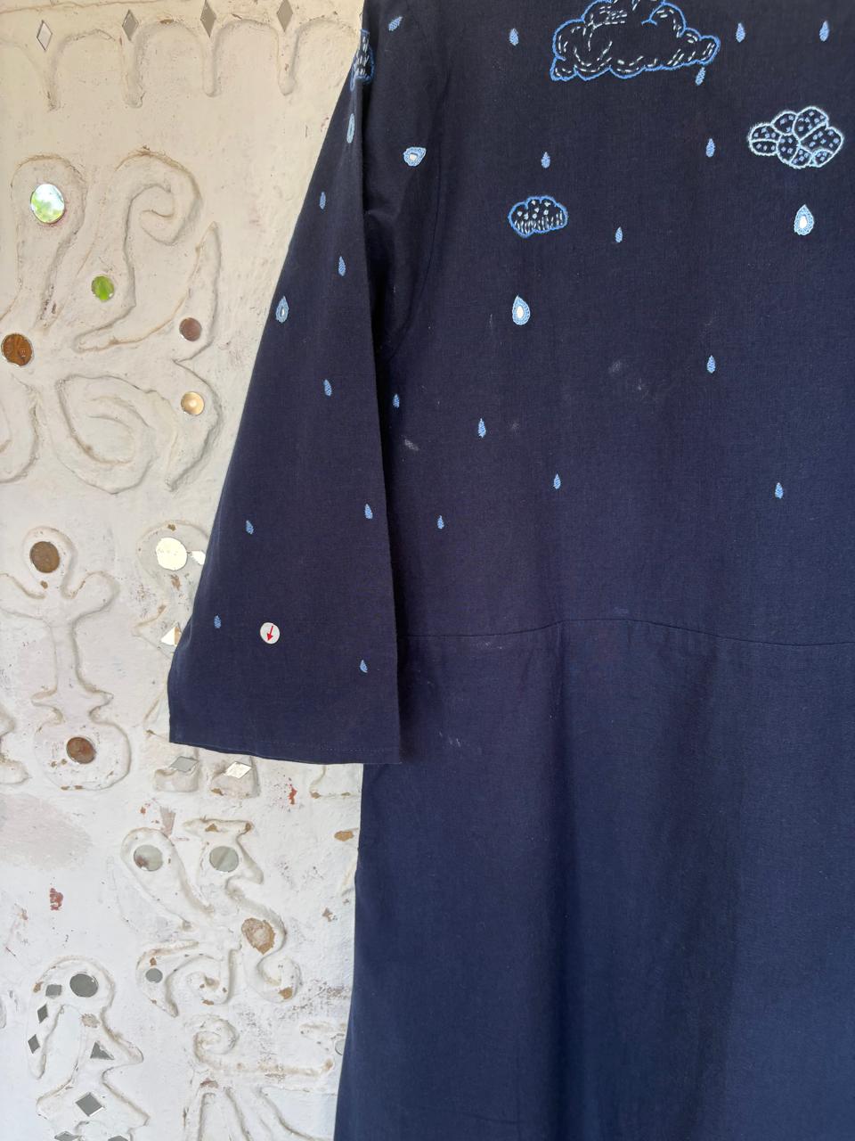 Okhai "Cloud Song" Hand Embroidered Mirrorwork Pure Cotton Dress | Rescue