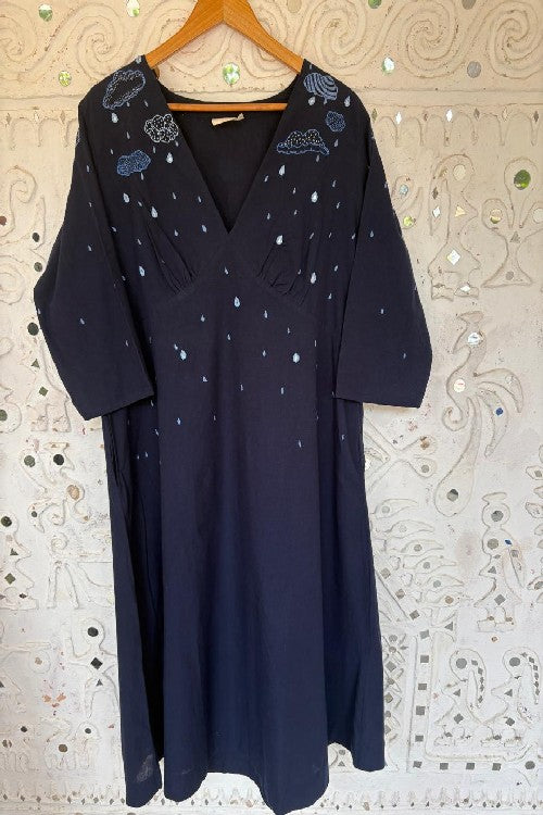 Okhai "Cloud Song" Hand Embroidered Mirrorwork Pure Cotton Dress | Rescue