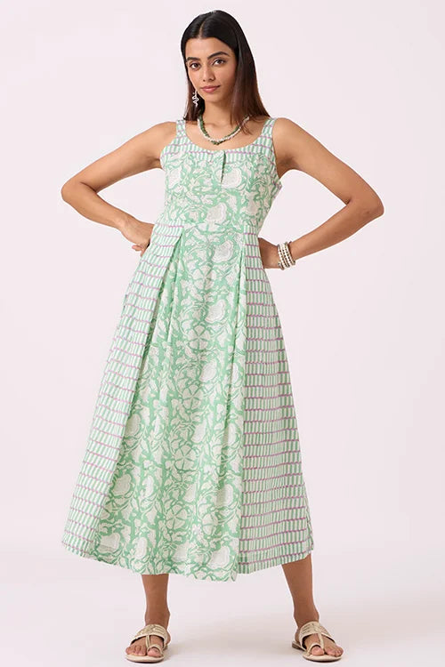 Okhai "Spring" Hand Block Printed Pure Cotton Sleeveless Dress