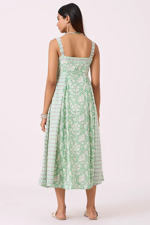 Okhai "Spring" Hand Block Printed Pure Cotton Sleeveless Dress
