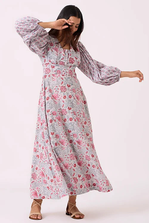 Okhai "Flora" Hand Block Printed Pure Cotton Dress