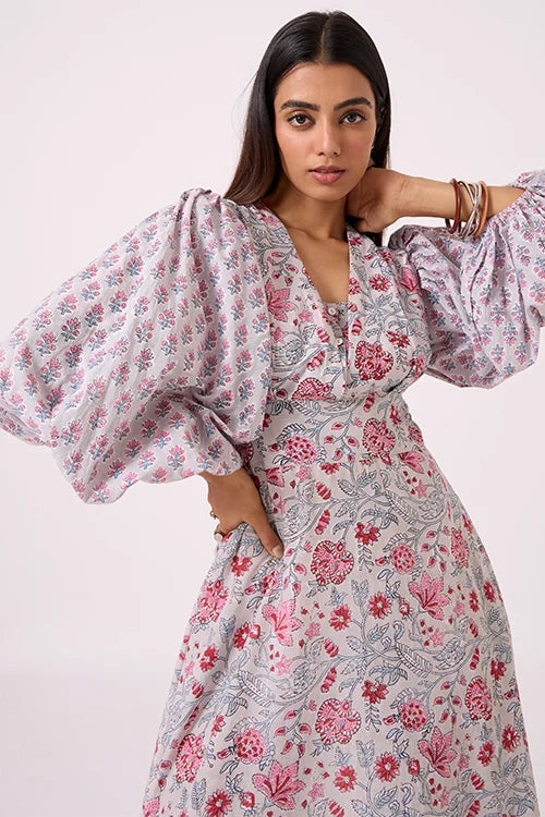 Okhai "Flora" Hand Block Printed Pure Cotton Dress