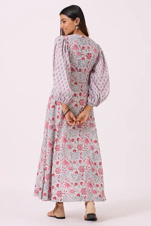 Okhai "Flora" Hand Block Printed Pure Cotton Dress
