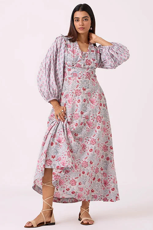 Okhai "Flora" Hand Block Printed Pure Cotton Dress