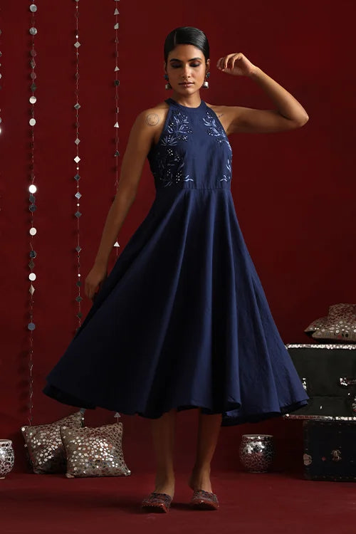 Okhai "Dusk Glow" Hand-Embroidered Pure Cotton Dress