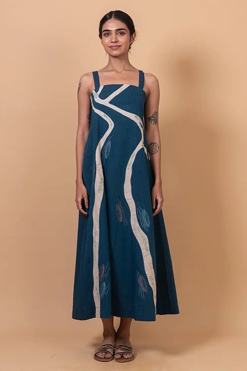 Okhai "Backwater" Hand Applique and Embroidery work Pure Cotton Dress