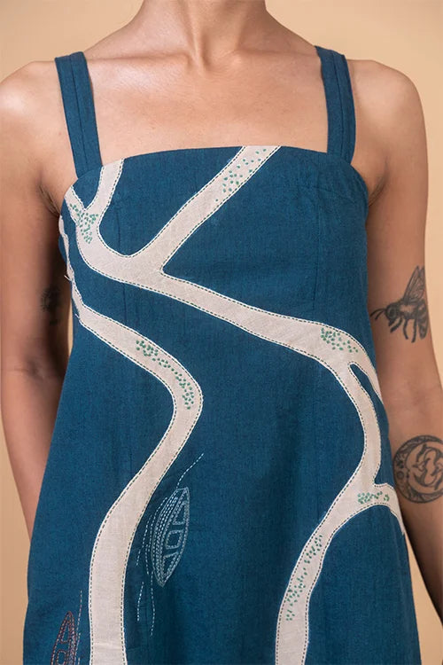 Okhai "Backwater" Hand Applique and Embroidery work Pure Cotton Dress