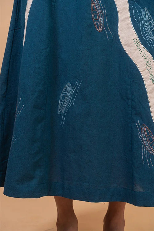 Okhai "Backwater" Hand Applique and Embroidery work Pure Cotton Dress