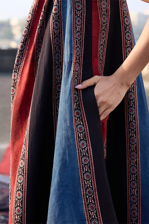 Okhai "Sunrays" Cotton Ajrakh Sleeveless Dress