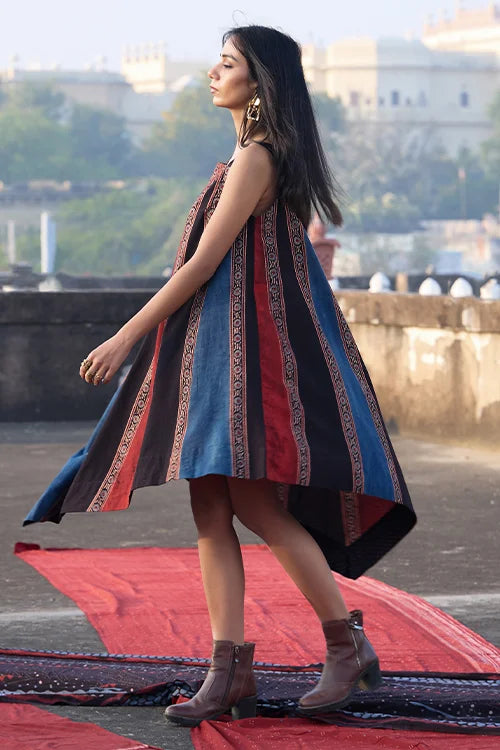 Okhai "Sunrays" Cotton Ajrakh Sleeveless Dress