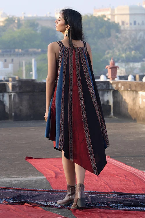 Okhai "Sunrays" Cotton Ajrakh Sleeveless Dress