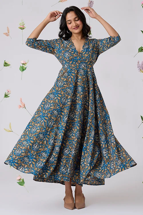 Okhai "Nightangle" Hand Block Printed Pure Cotton Dress