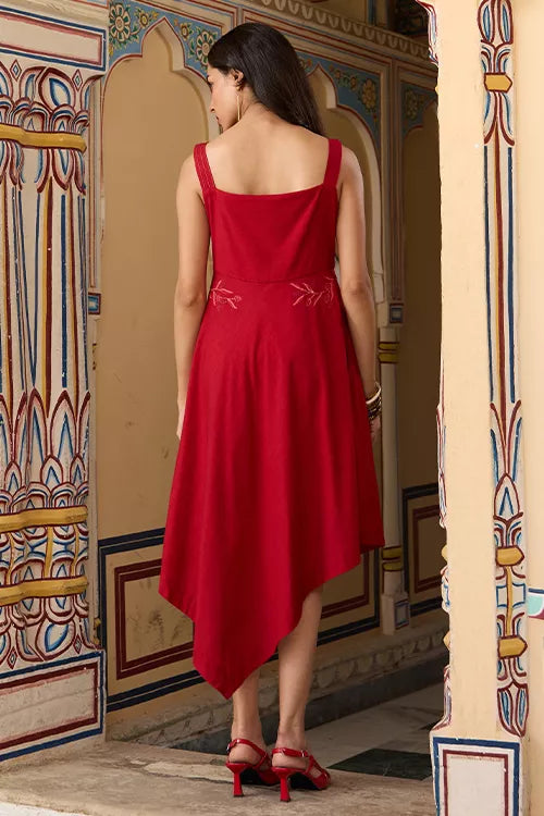 Okhai "Rouge" Hand Embroidered Pure Cotton Rayon Dress