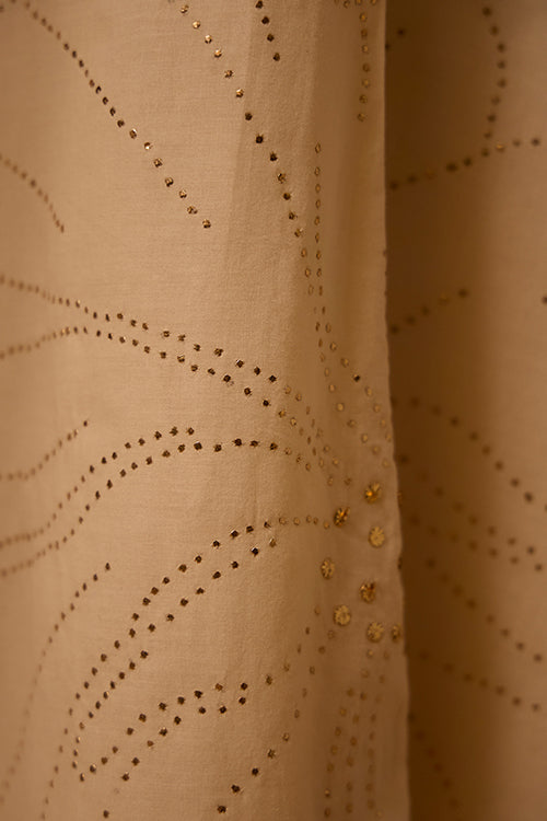 Okhai "Embellish" Mukaish and Khaat Bharat work Dress with Dupatta