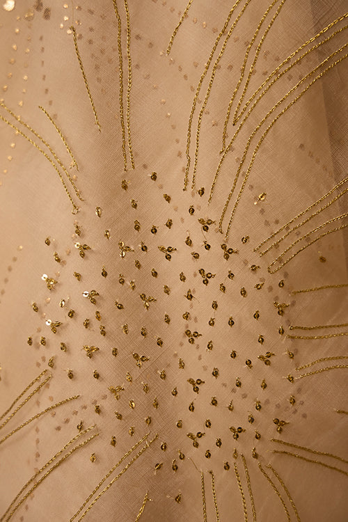 Okhai "Embellish" Mukaish and Khaat Bharat work Dress with Dupatta