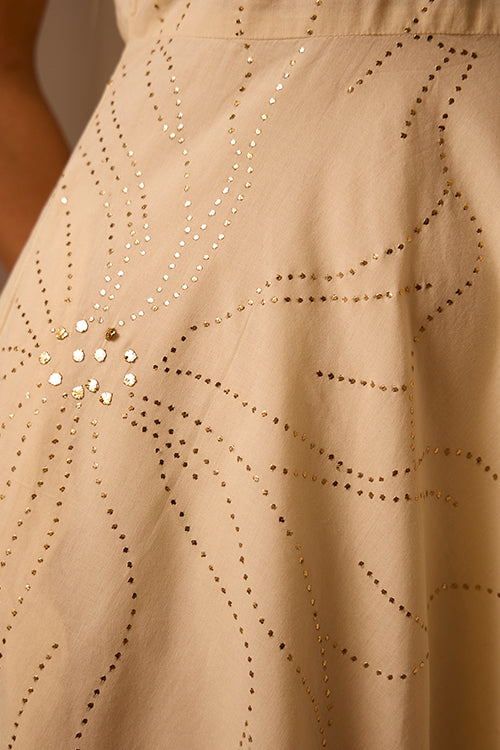 Okhai "Embellish" Mukaish and Khaat Bharat work Dress with Dupatta