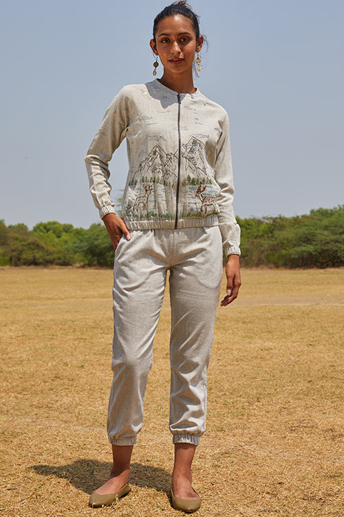 Deer Valley Hand Embroidered Cotton Bomber Jacket For Women Online