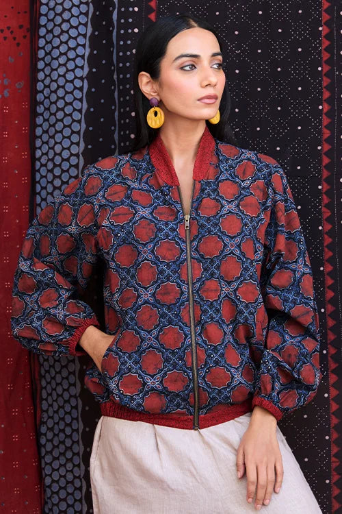 Okhai "Lothal" Cotton Ajrakh Bomber Jacket