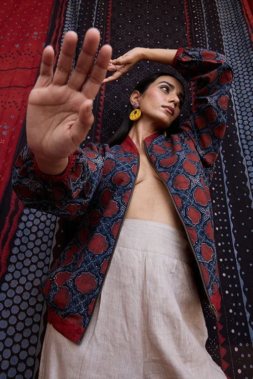 Okhai "Lothal" Cotton Ajrakh Bomber Jacket