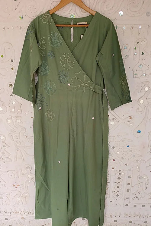 Okhai 'Forest Magic' Pure Cotton Hand Embroidered Jumpsuit| Rescue