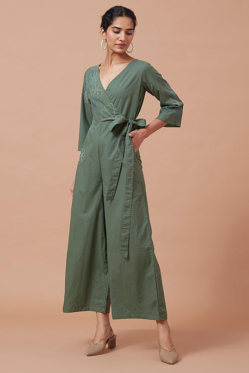 Okhai 'Forest Magic' Pure Cotton Hand Embroidered Jumpsuit| Rescue