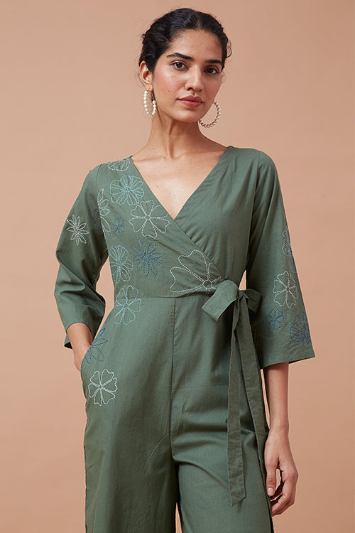 Okhai 'Forest Magic' Pure Cotton Hand Embroidered Jumpsuit| Rescue