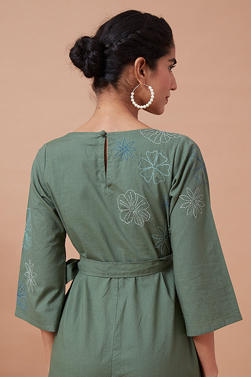 Okhai 'Forest Magic' Pure Cotton Hand Embroidered Jumpsuit| Rescue