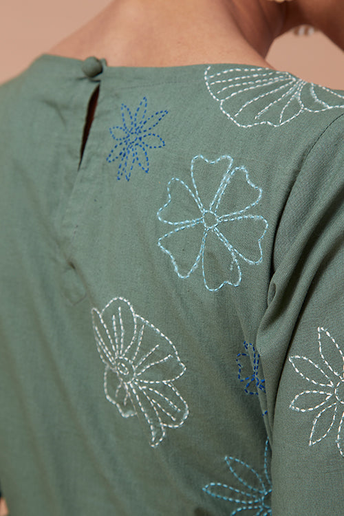 Okhai 'Forest Magic' Pure Cotton Hand Embroidered Jumpsuit| Rescue